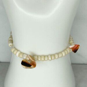 Seashell Swirl Shell Beaded Stretch Bracelet